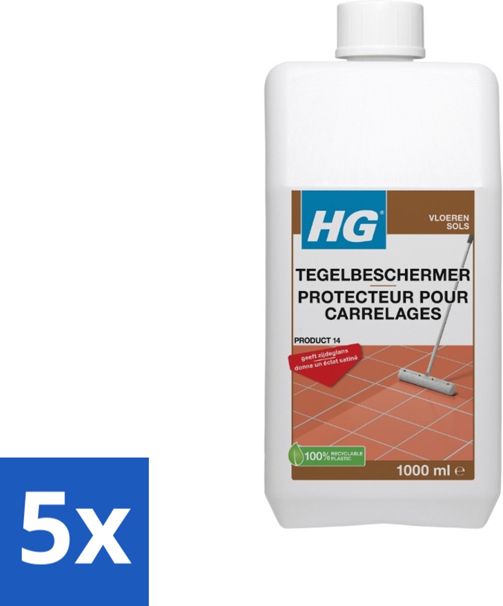 5 x HG - Vloeren - Tegelbeschermer - Geeft Zijdeglans - 1L - Voordeelverpakking - 5 stuks
