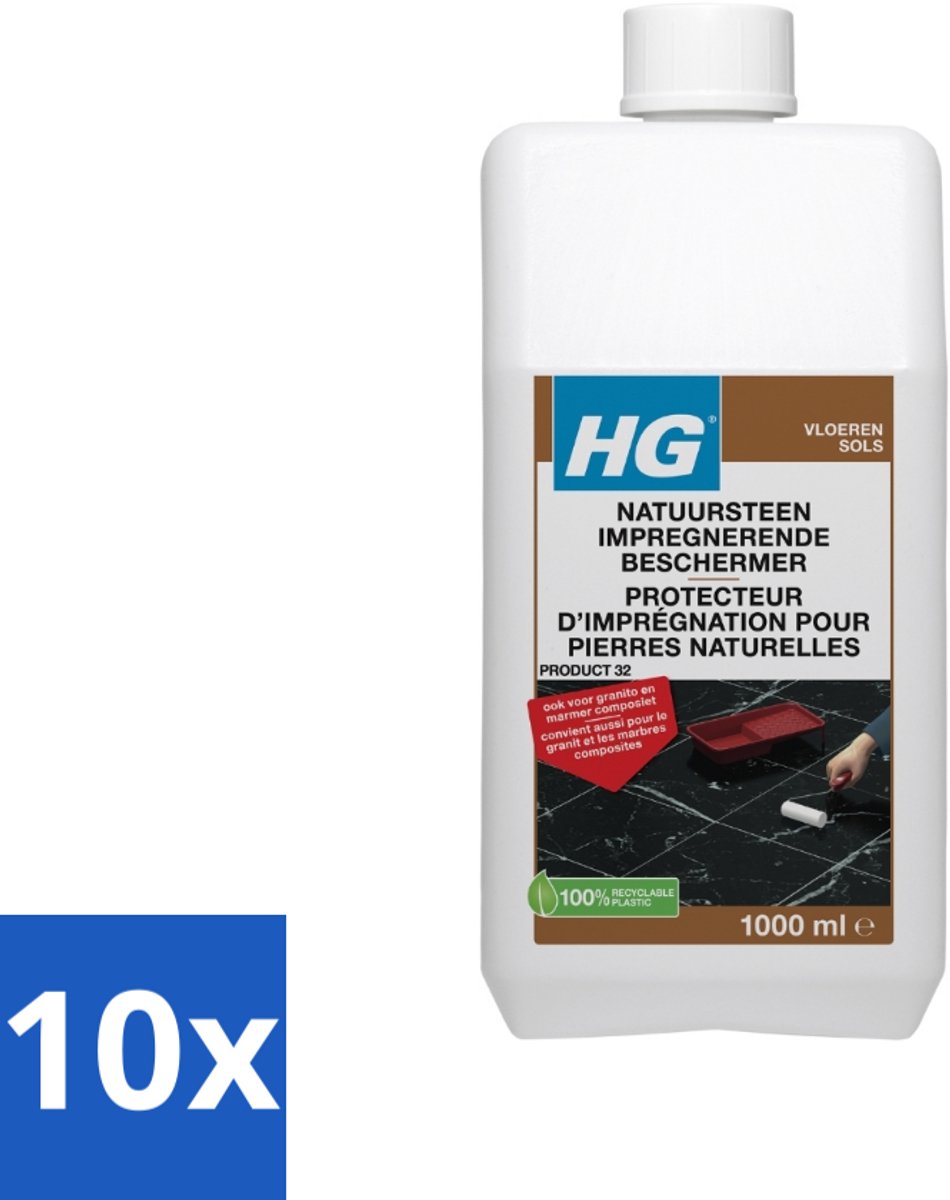 10 x HG Impregnerende Beschermer 1 liter - Natuursteen Beschermer - Vuil En Vlekken Bestrijden - Natuursteen Beschermen - Impregnerende Beschermer - Marmer Beschermen
