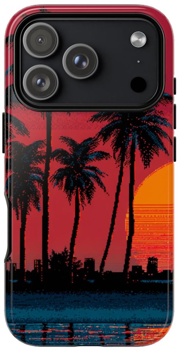 Zonsondergang met Palmbomen Silhouet – Telefoonhoesje Geschikt voor iPhone 17 Pro