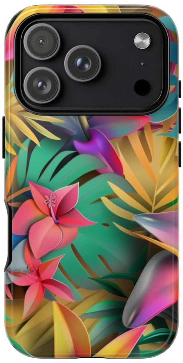 Levendig Tropisch Bloemenpatroon – Telefoonhoesje Geschikt voor iPhone 17 Pro