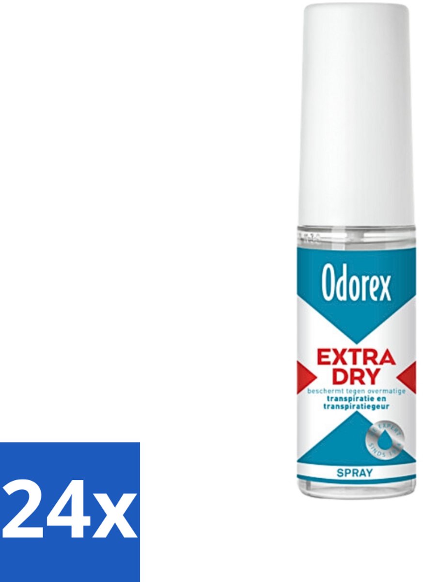 24 x Odorex Extra Dry Pompspray 30 ml - Extra Droog - Overmatig Zweten - Intens Droog - Pompsysteem - Parfumvrij
