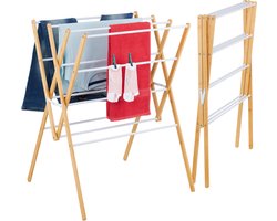 Wasrek inklapbaar - 93 x 70 x 62 cm - staand - bamboe - wit