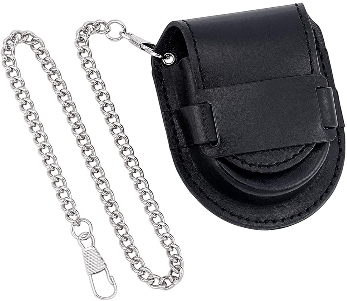 Pocket Watch Case Watch Travel Case Retro Style Watch Organizer Pouch Pocket Watch Display Box PU Leather Watch Sleeve Watch Cover Mini Waist Bag with Chain for Father 3.1x2.6 inch