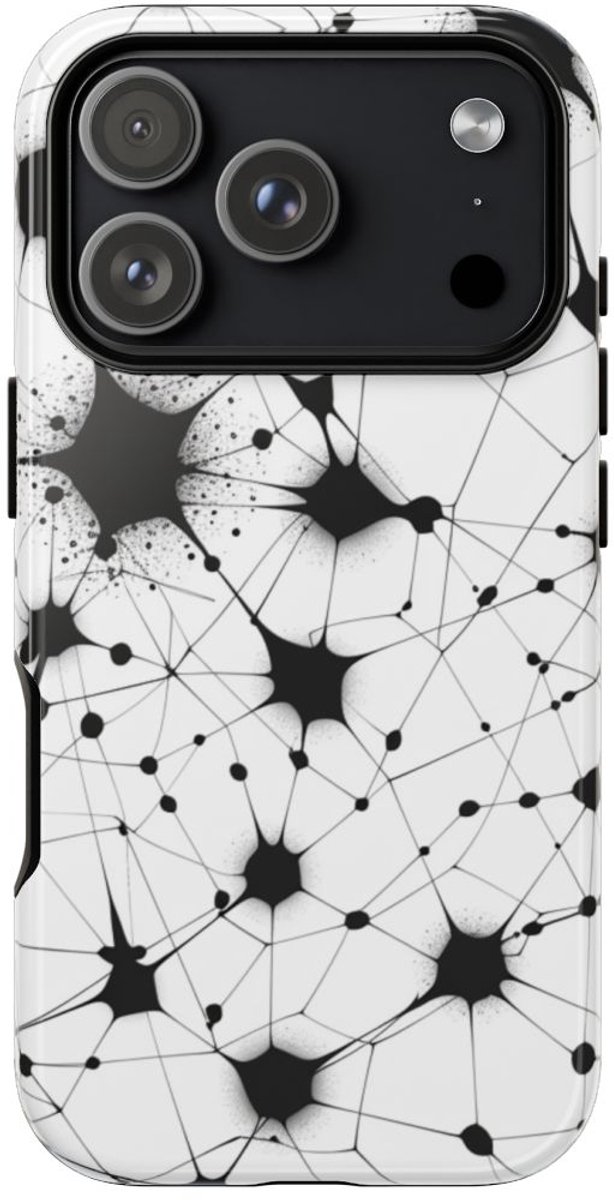 Zwart-Wit Abstract Netwerkpatroon – Telefoonhoesje Geschikt voor iPhone 17 Pro