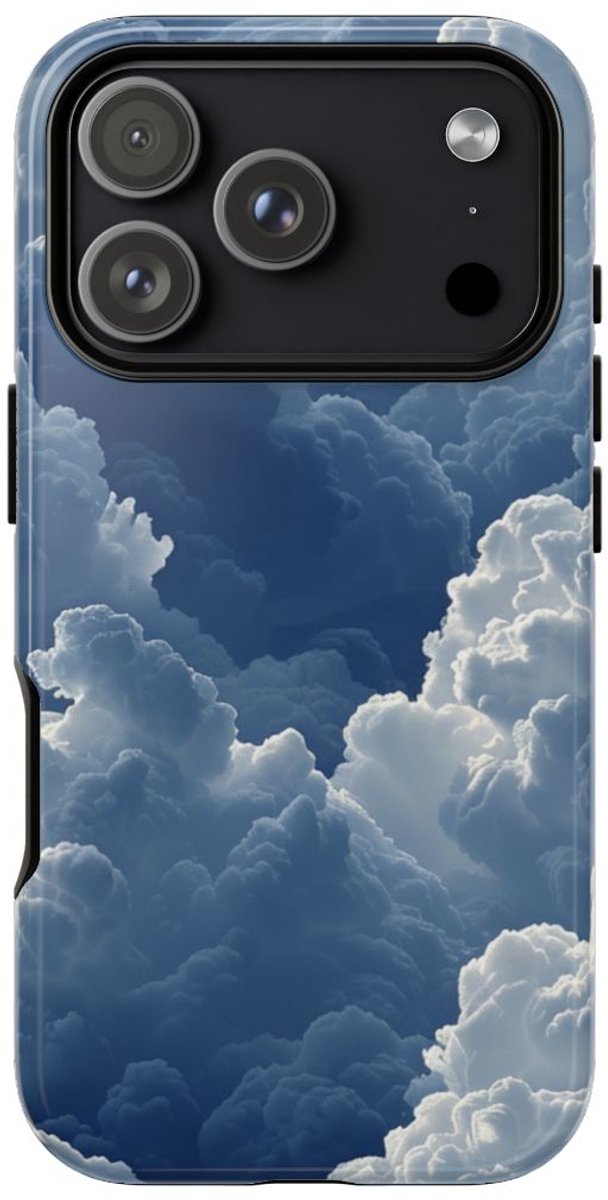 3D Blauw Wolkenpatroon – Telefoonhoesje Geschikt voor iPhone 17 Pro