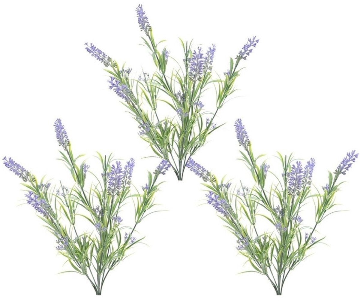 Shoppartners Lavendel kunstplant bundeltje - 3x - bosje - paars - 44 cm Lila