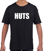 HUTS tekst t-shirt zwart kids -  feest shirt HUTS voor kids 158/164