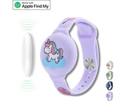 Tracker kind zonder abonnement - Werkt met Apple Find My - Armband kind geschikt voor AirTag - Inclusief Fynda tracker - MFi gecertificeerd door Apple - Onbeperkte lokalisering - Met geluidssignaal - Zonder maandkosten - Eenhoorn - Fynda