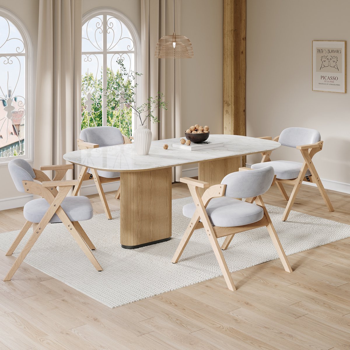 4 klapbare eetkamerstoelen, massief houten eetkamerstoelen, opvouwbaar en opklapbaar, geschikt , fluwelen kussens, grijs