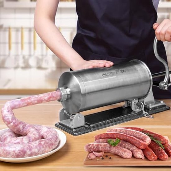 MASTER FENG Horizontale worstvuller met 8 vultrechters en 1 siliconen kolf [6,0 LBS capaciteit] van MASTER FENG — afbeelding 4