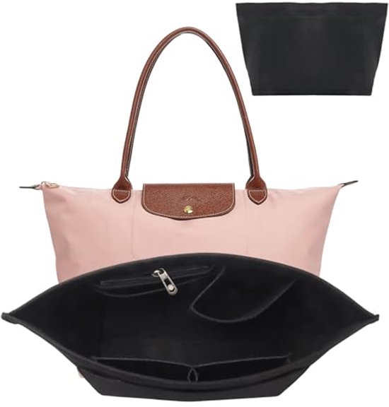 Foto: Handtasorganizer voor longchamp l organizer voor handtassen vilt met meerdere vakken opvouwbaar zwart l 