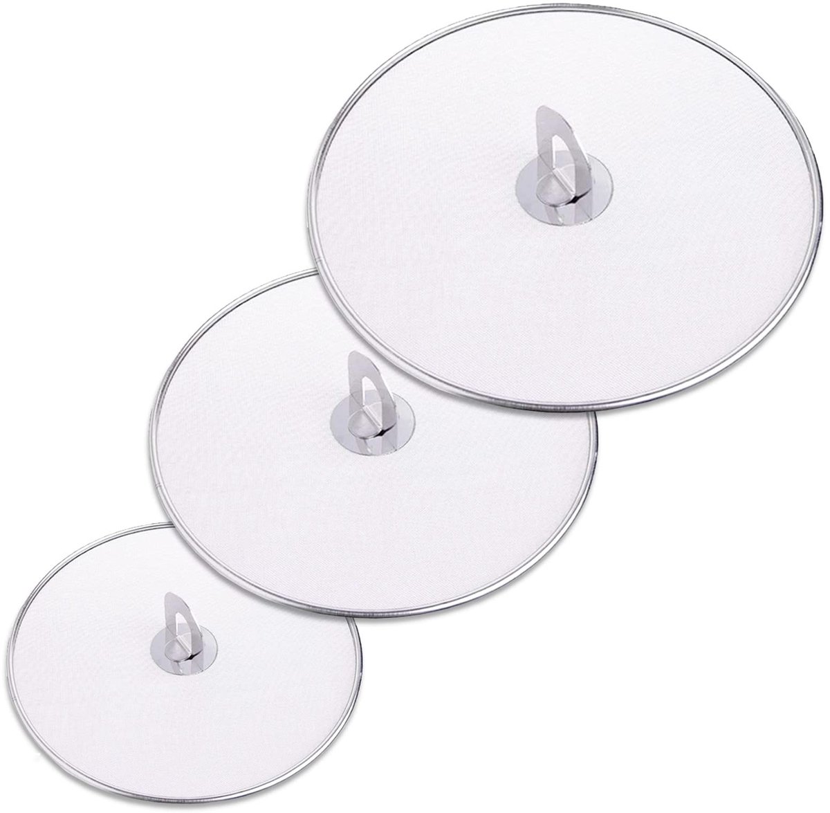 Ibenzoa® Set van drie multifunctionele spatdeksels van roestvrij staal met inklapbare handgreep