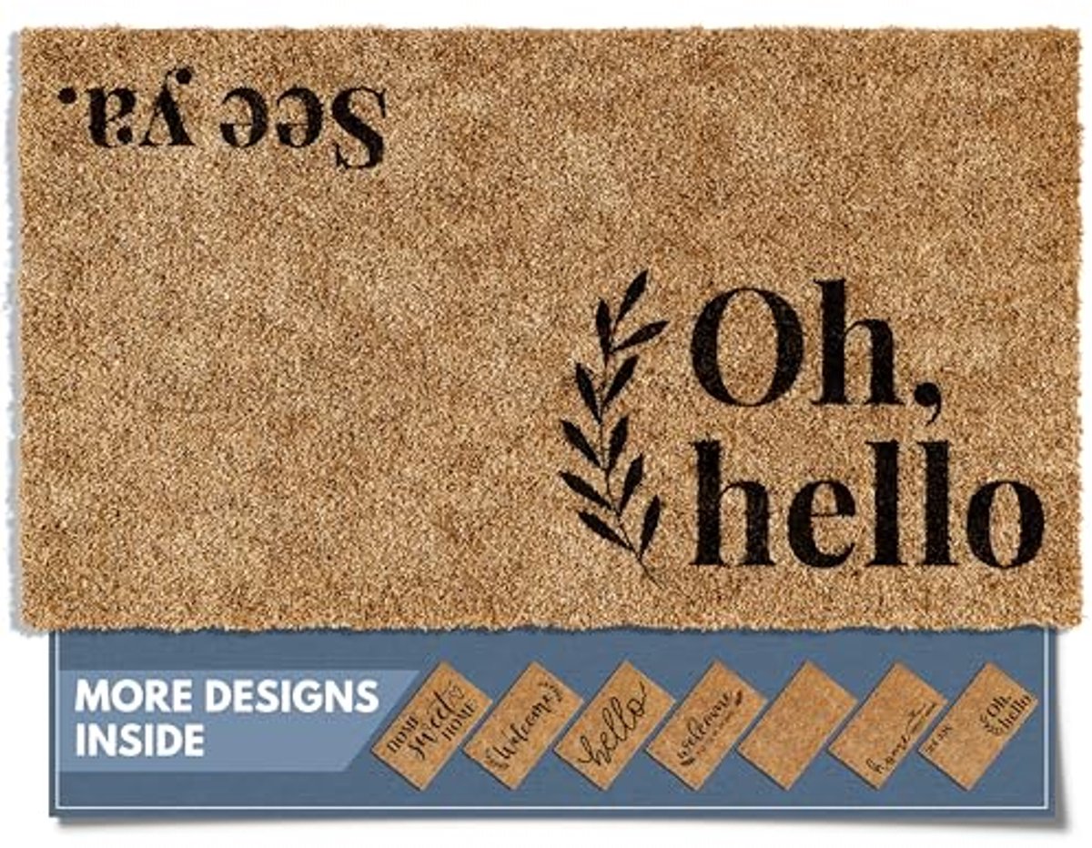 Antislip Welkomstmat voor Buitendeur - Oh Hallo, See Ya - 76 x 43 cm - Ideaal voor Veranda