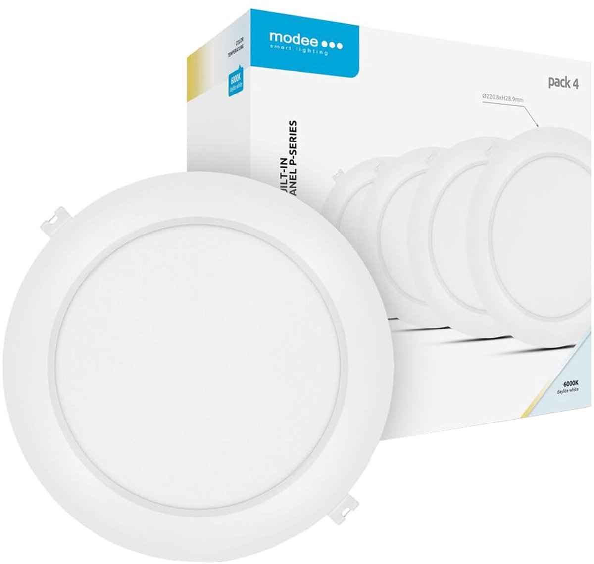 Modee LED Paneel Rond Inbouw - 18W - 1980lm - 22x2.8cm - 6000K - Koel Wit - Voor Kantoor, Winkel of Werkruimte - 4 stuks