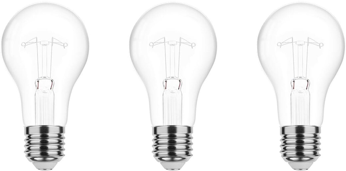 Technik E27 Wolfraam-Gloeilamp Dimbaar 200W - 2700K - Warm Wit - Gloeilamp Globe A70 - 3 stuks