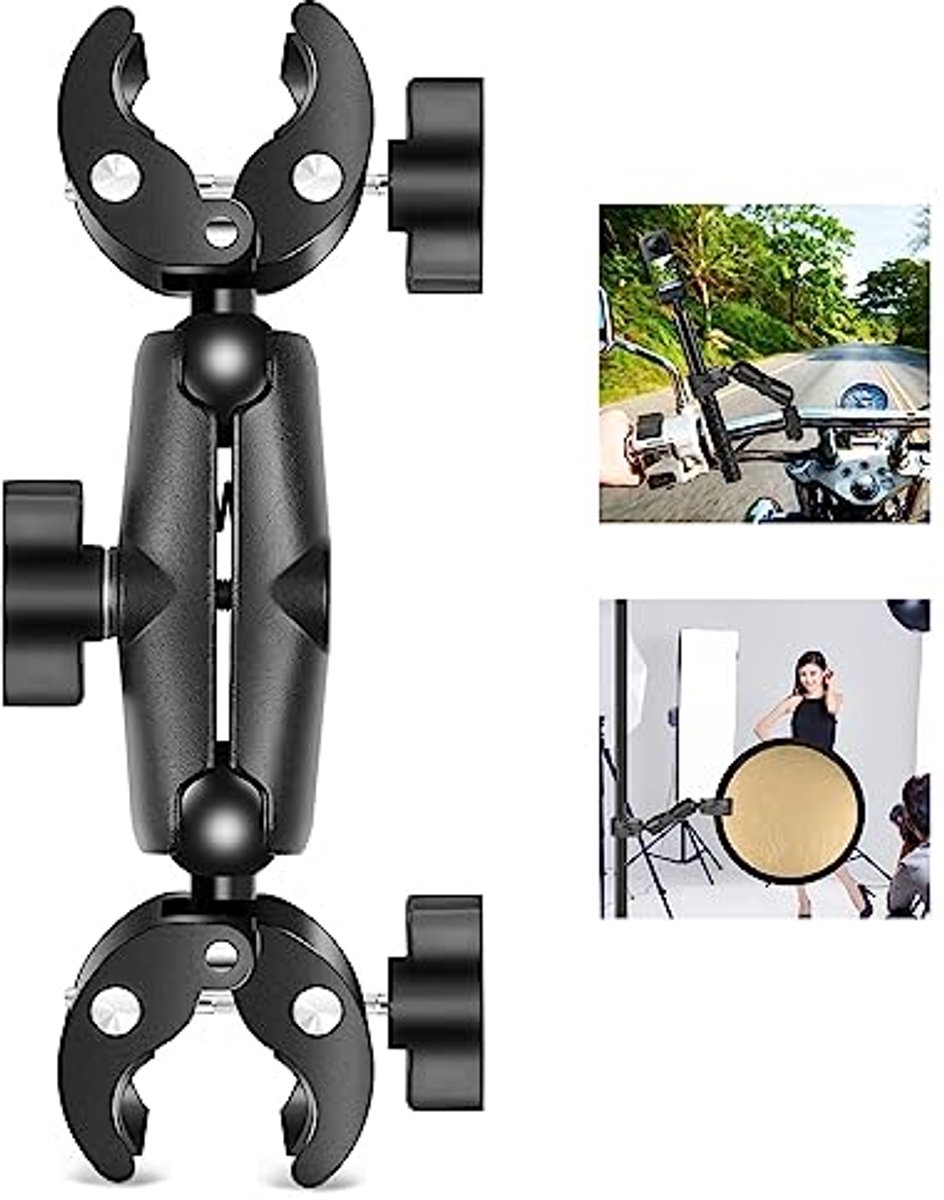 Flexibele Dubbele Krabklemmen voor Sportcamera - 360° Draaibare Stuur Montageset