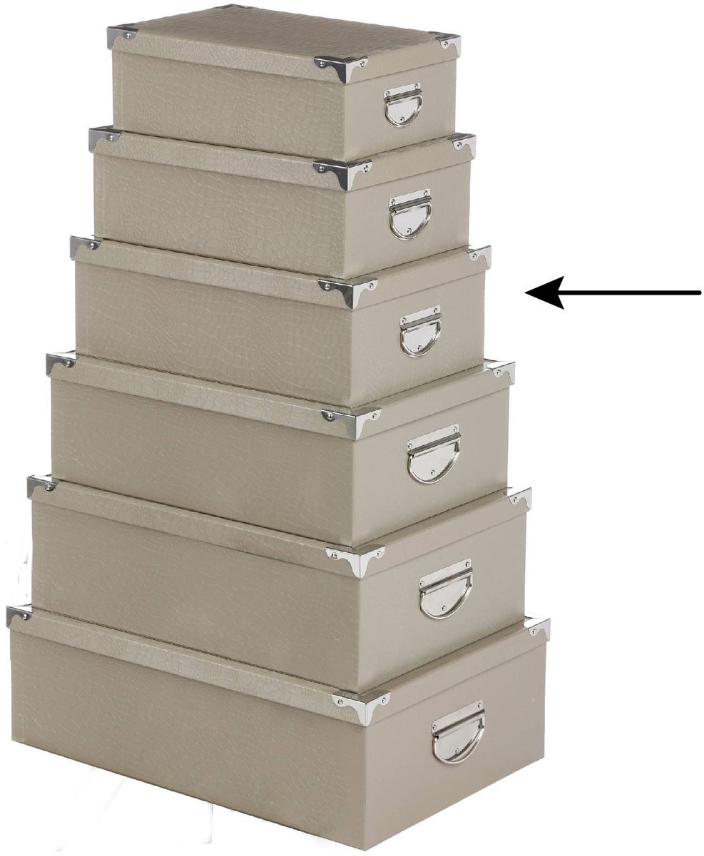 5Five Opbergdoos/box - 4x - beige - L36 x B24.5 x H12.5 cm - Stevig karton - Crocobox