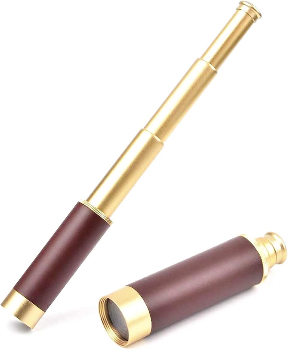Smartphone - Telelens - Telefoonlenzen - Waterdichte Mini Retractable Monoculaire, Vintage Aluminium Legering met Koperplating, 4 Secties HD voor Zeilen, Reizen en Evenementen