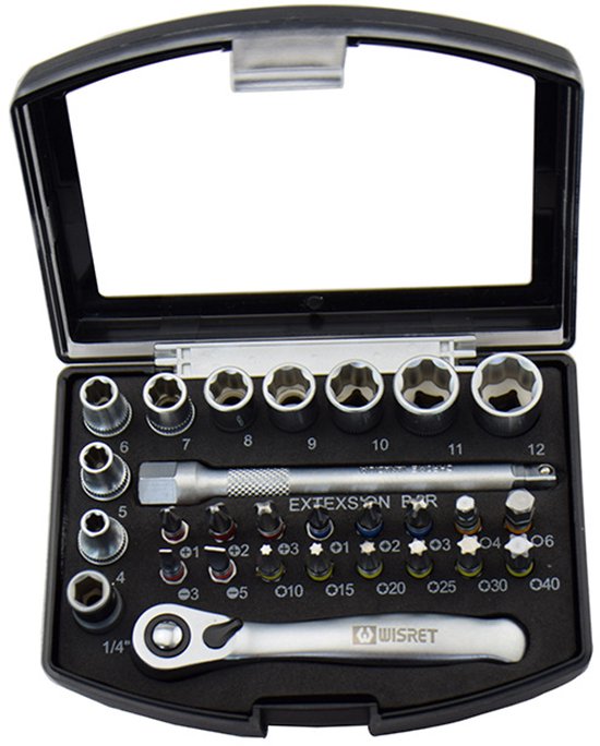 Dopsleutelset - 28-delige Mini Precise Klikdopsleutel Combinatie Set ...