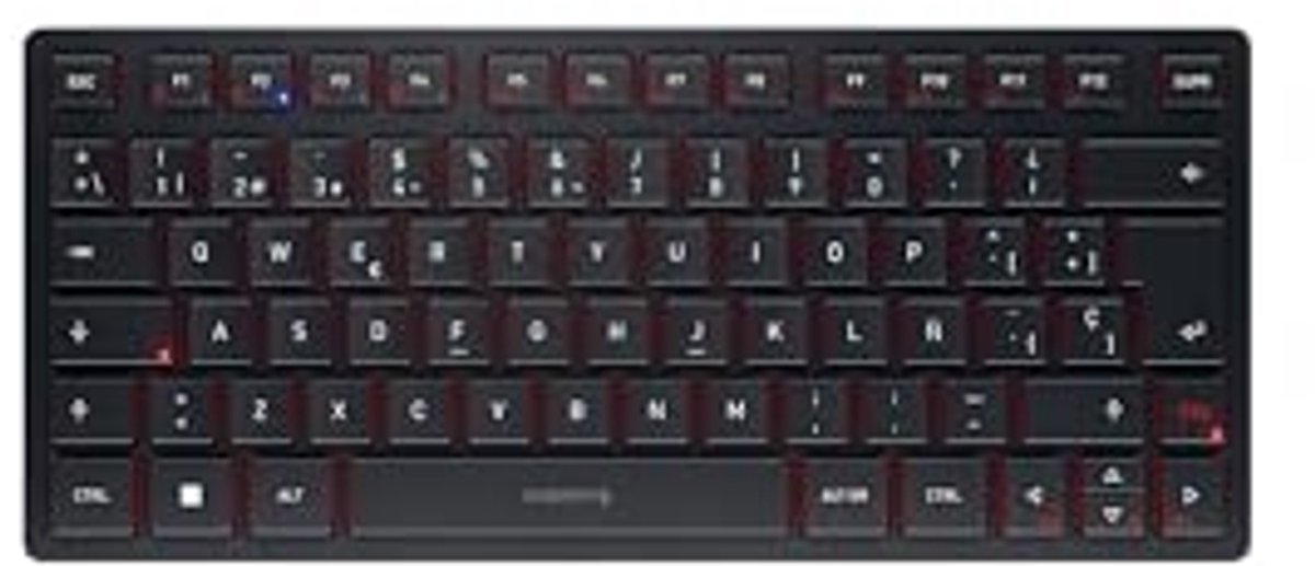 CHERRY KW 9200 MINI, Compact Keyboard with Multiple Devices, Up to 4 Devices, Spanish Layout (QWERTY), Bluetooth, 2.4GHz or Wired, Rechargeable, Black