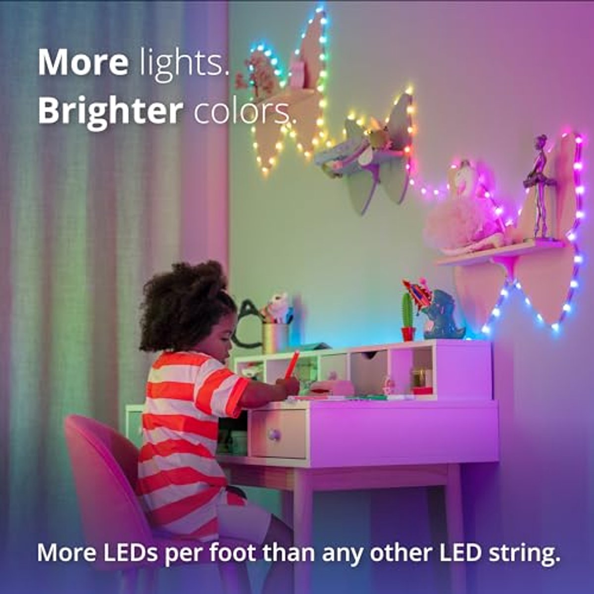 Twinkly Strings USB-C Heart 100 LED, LED Lichtsnoer in Hartvorm, LED Lichtsnoer RGB, Compatibel met Alexa, Google Home, LED Verlichting, USB-C Voeding, Transparant Snoer, 6m