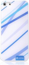 Blauw wit Comma hoesje iPhone 5/5s en SE hardcase met blauwe lijnen