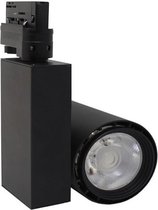 LED Railverlichting - Track Spot - Facto - 40W 3 Fase - Rond - Natuurlijk Wit 4000K - Mat Zwart Aluminium