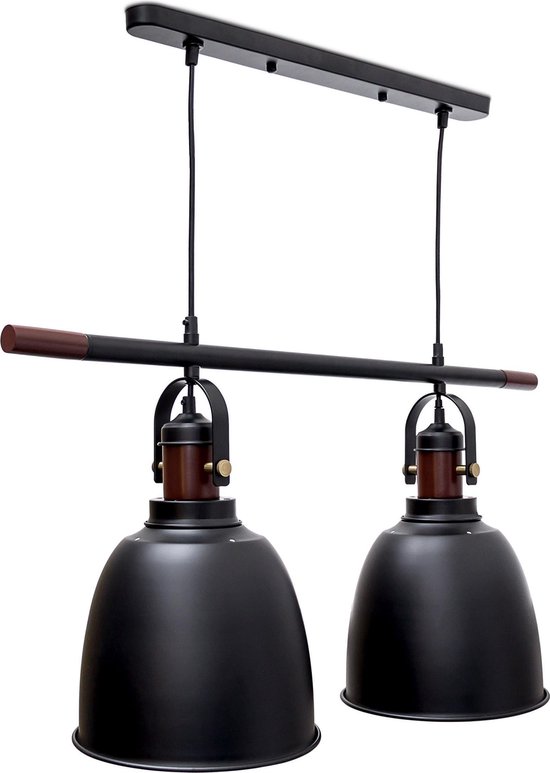 Transparant stok Vergemakkelijken relaxdays hanglamp 2 lichts GLOCCA hoogte verstelbaar, plafondlamp,  pendellamp zwart | bol.com