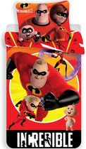 Dekbedovertrek- The Incredibles II - Eenpersoons- 140x200 cm- Rood