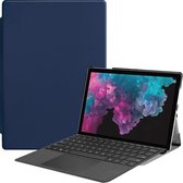 Tablet Hoes geschikt voor Microsoft Surface Pro 7 - Tri-Fold Book Case - Donker Blauw