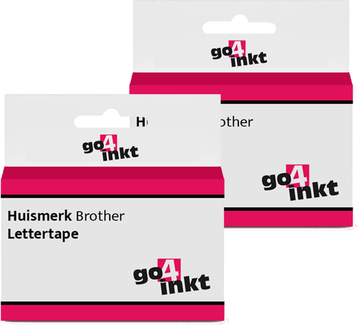 Compatible met Brother P-touch letter label tape cassette TZE-345 18mm Wit op Zwart - 2 stuks - van Go4inkt