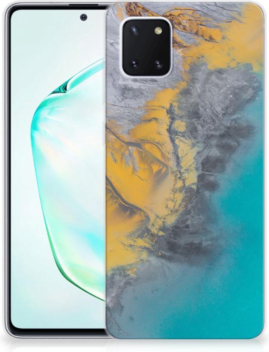 Samsung Galaxy Note 10 Lite TPU Siliconen Hoesje Marble Blue Gold