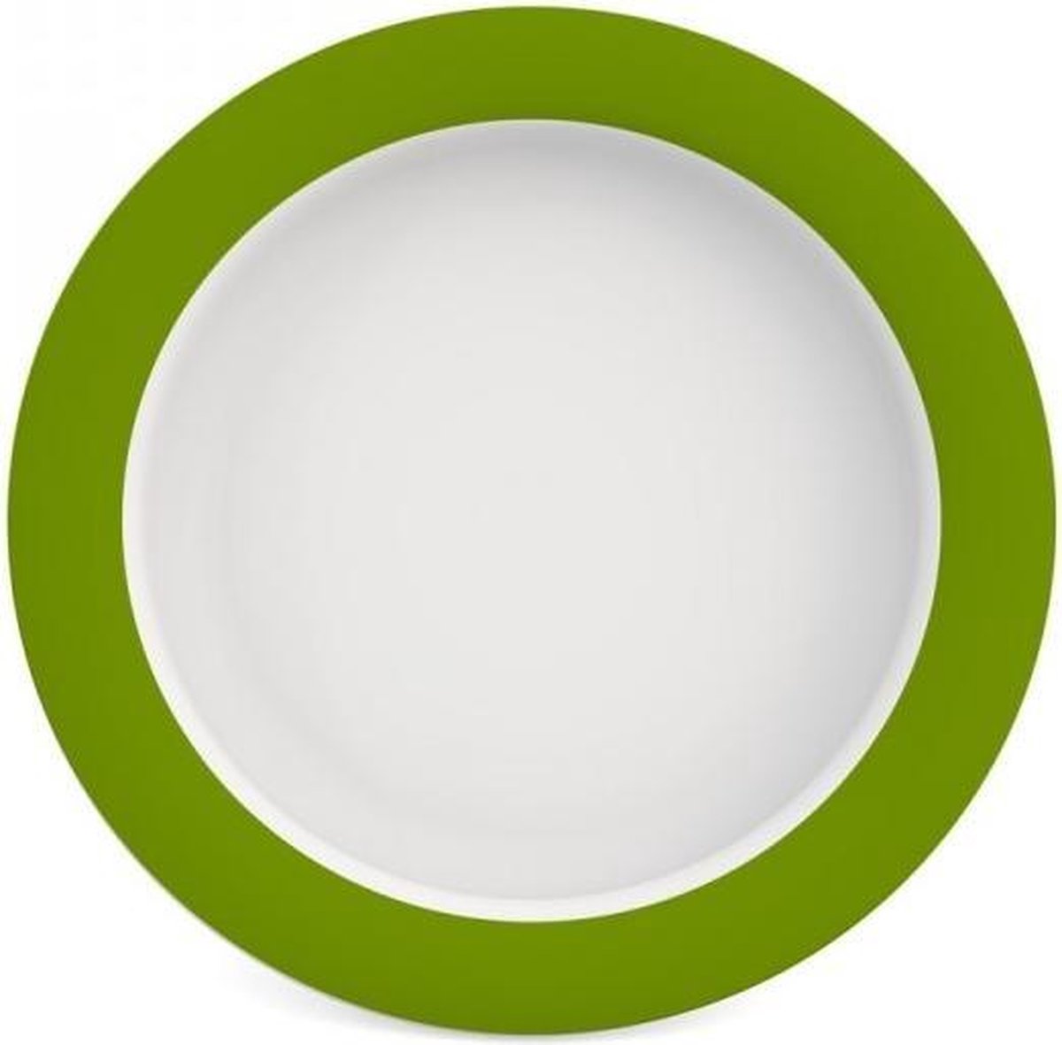 Vaatwasbestendig asymmetrisch bord Ornamin: 27 cm - wit met groene rand