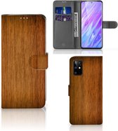 Smartphone Hoesje Geschikt voor Samsung S20 Plus Book Style Case Donker Hout