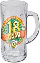 Verjaardag - Bierpul - 18 Jaar - Gevuld met gemengd Snoep - In cadeauverpakking met gekleurd lint