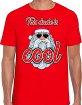 Fout Kerst shirt / t-shirt - Stoere kerstman - this dude is cool - rood voor heren - kerstkleding / kerst outfit L (52)
