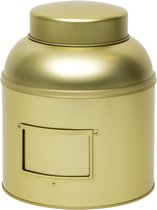 1x Boîte de rangement ronde dorée / boîte de rangement avec porte-étiquette 24 cm - Boîtes de rangement or avec porte-étiquette - Conteneurs de rangement