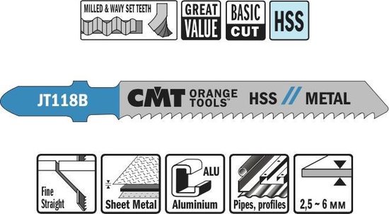 maandag sponsor opladen CMT JT118B-5 decoupeerzaag HSS 50 x 76 mm. 12tpi (plaatstaal, aluminium,  buizen/profielen) | bol.com