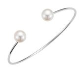 Adriana armband  zilver 925 rhod. 2 Zoetwater button Wit 8-9mm Romantica A129