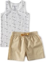 Little Label - zomer pyjama hemd meisjes - yellow dot - maat: 98/104 - bio-katoen