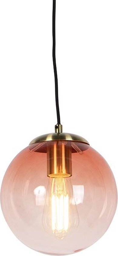 QAZQA pallon - Art Deco Hanglamp - 1 lichts - Ø 200 mm - Roze - Woonkamer | Slaapkamer | Keuken