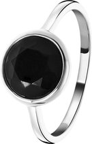 Lucardi Dames Ring Gemstone black onyx - Ring - Cadeau - Echt Zilver - Zilverkleurig