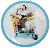 Vespa Bloemen Rond Metalen Bord 15 cm ø
