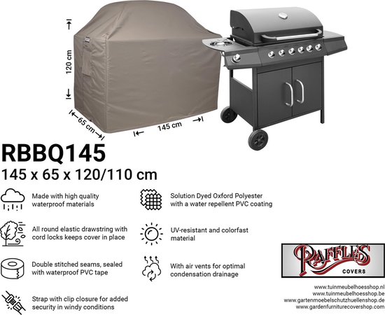 Hoes voor buitenkeuken 145 x 65 H: 120/110 cm - Barbecuehoes - RBBQ145 |  bol.com