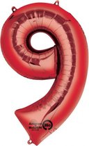SuperShape 9 Red Foil Balloon P50 Packaged 63 x 86 cm