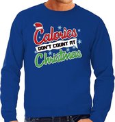 Grote maten foute Kersttrui / sweater - Calories dont count at Christmas - blauw voor heren - kerstkleding / kerst outfit 3XL (58)