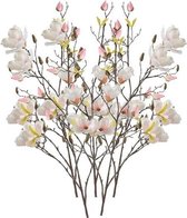 5x Creme kunst Magnolia tak 105 cm - Kunstbloemen