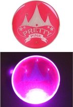4x Toppers Pretty Pink buttons verkleedaccessoire met licht - broche
