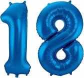Cijfer 18 ballon blauw 86 cm