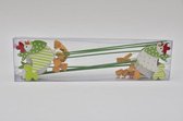 Bijstekers - Houten Kip Op Stok Groen 7x6cm - 8 Stuks